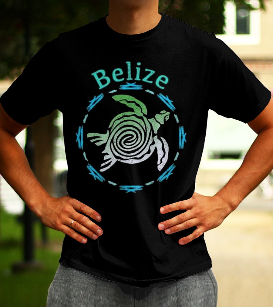 Belize Vintage Tribal Turtle Spiral T-Shirt