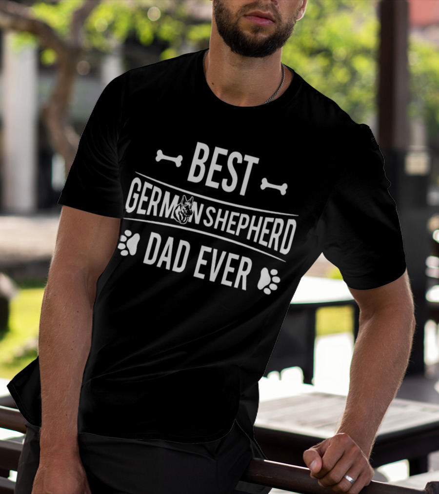 Best German Shepherd Dad Ever Paw Bones Dog Head T-Shirt