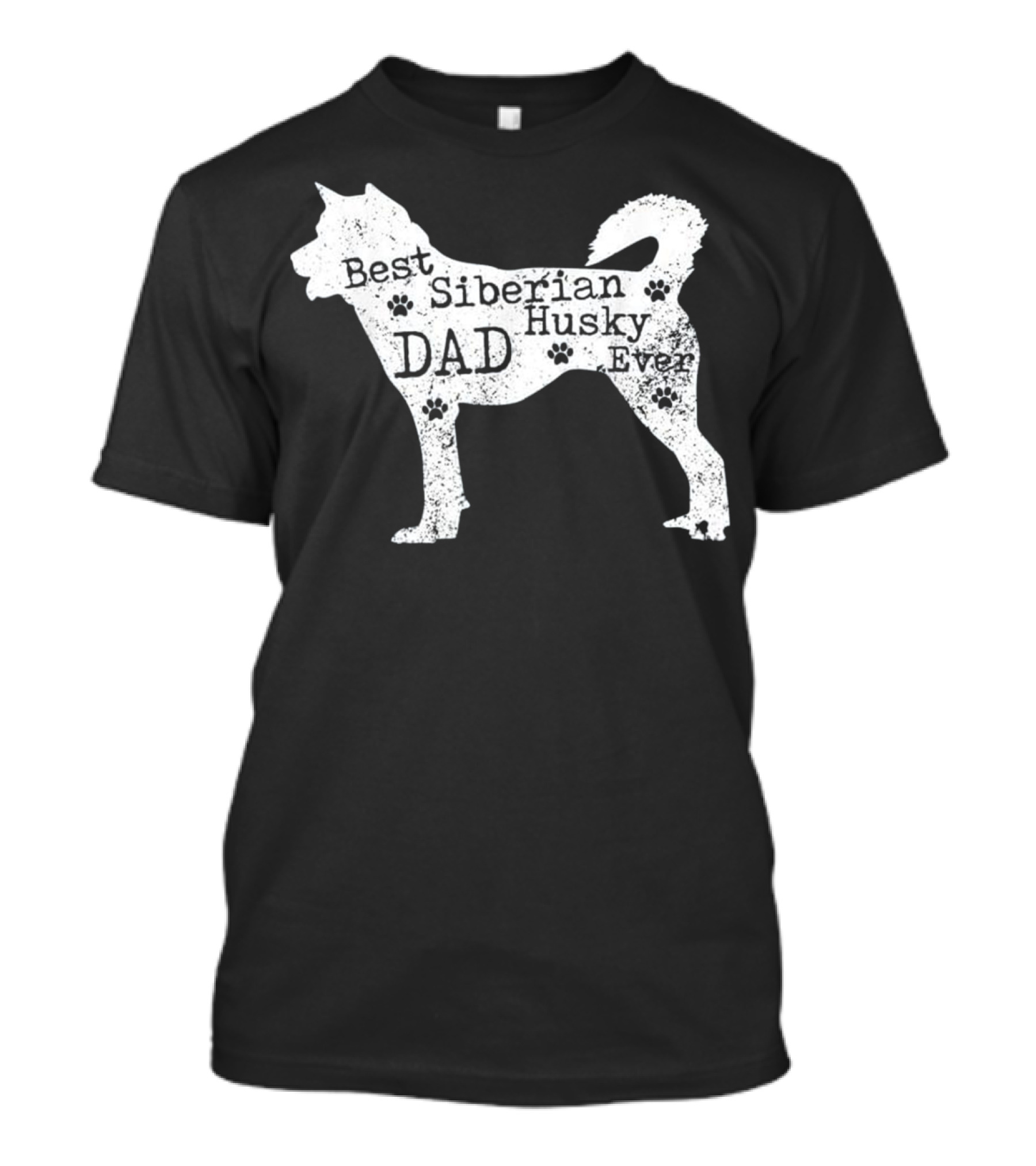 Best Siberian Husky Dog Dad Ever With Paw Prints T-Shirt