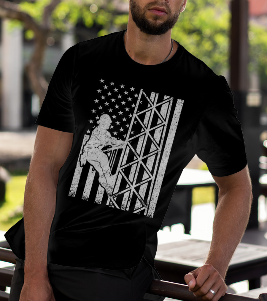 American Flag Tower Climbing T-Shirt