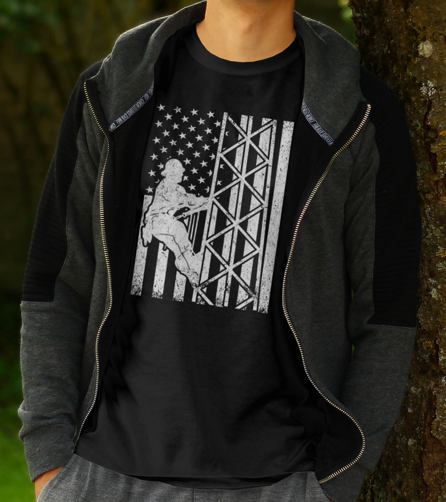 American Flag Tower Climbing T-Shirt