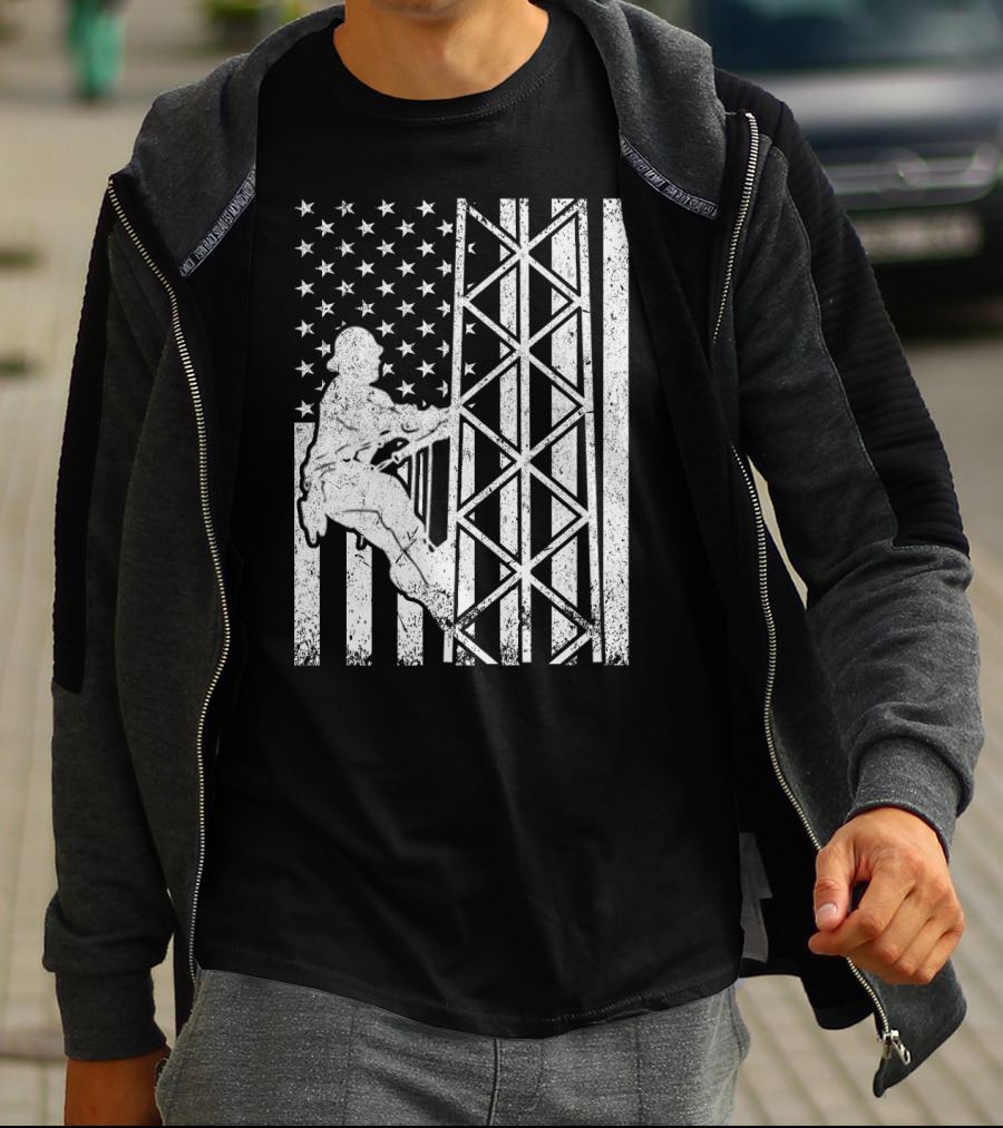 American Flag Tower Climbing T-Shirt
