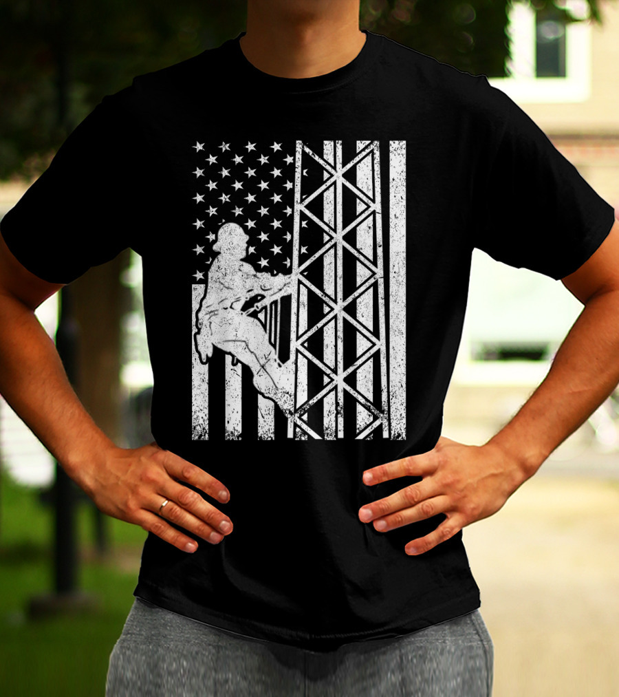 American Flag Tower Climbing T-Shirt