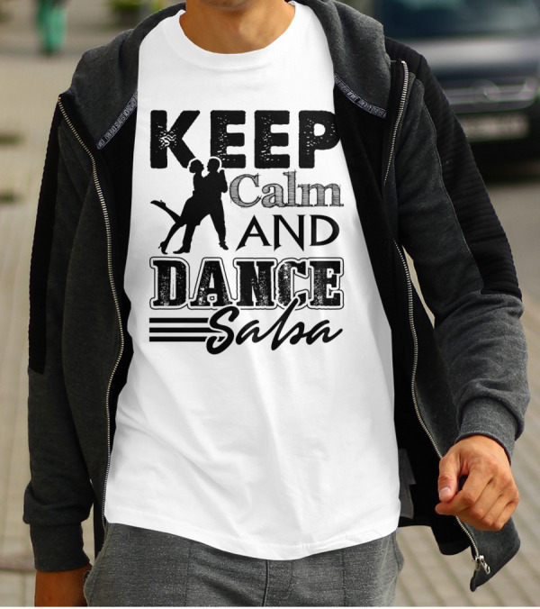 Keep Calm And Dance Salsa With Silhouette Of Dancing Couple T-Shirt