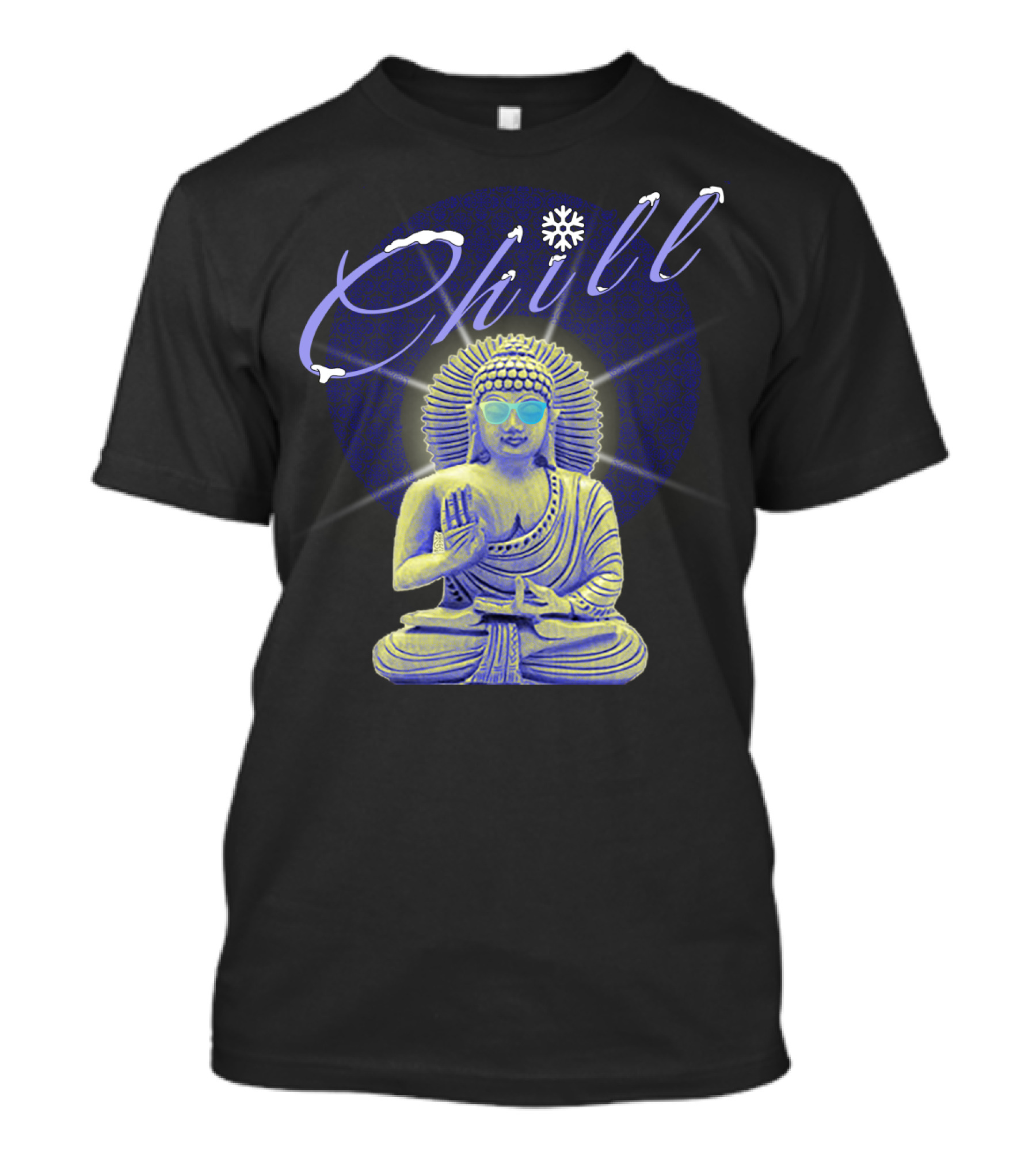 Chill Buddha With Sunglasses And Snowflake T-Shirt