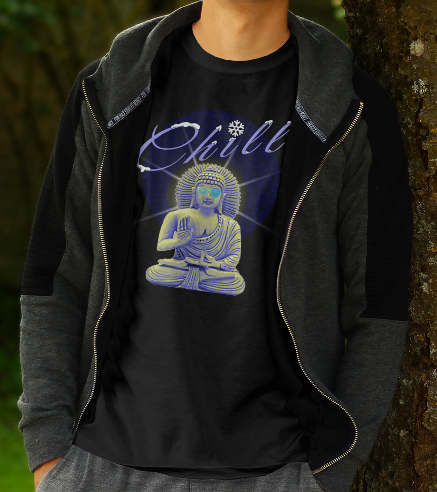 Chill Buddha With Sunglasses And Snowflake T-Shirt