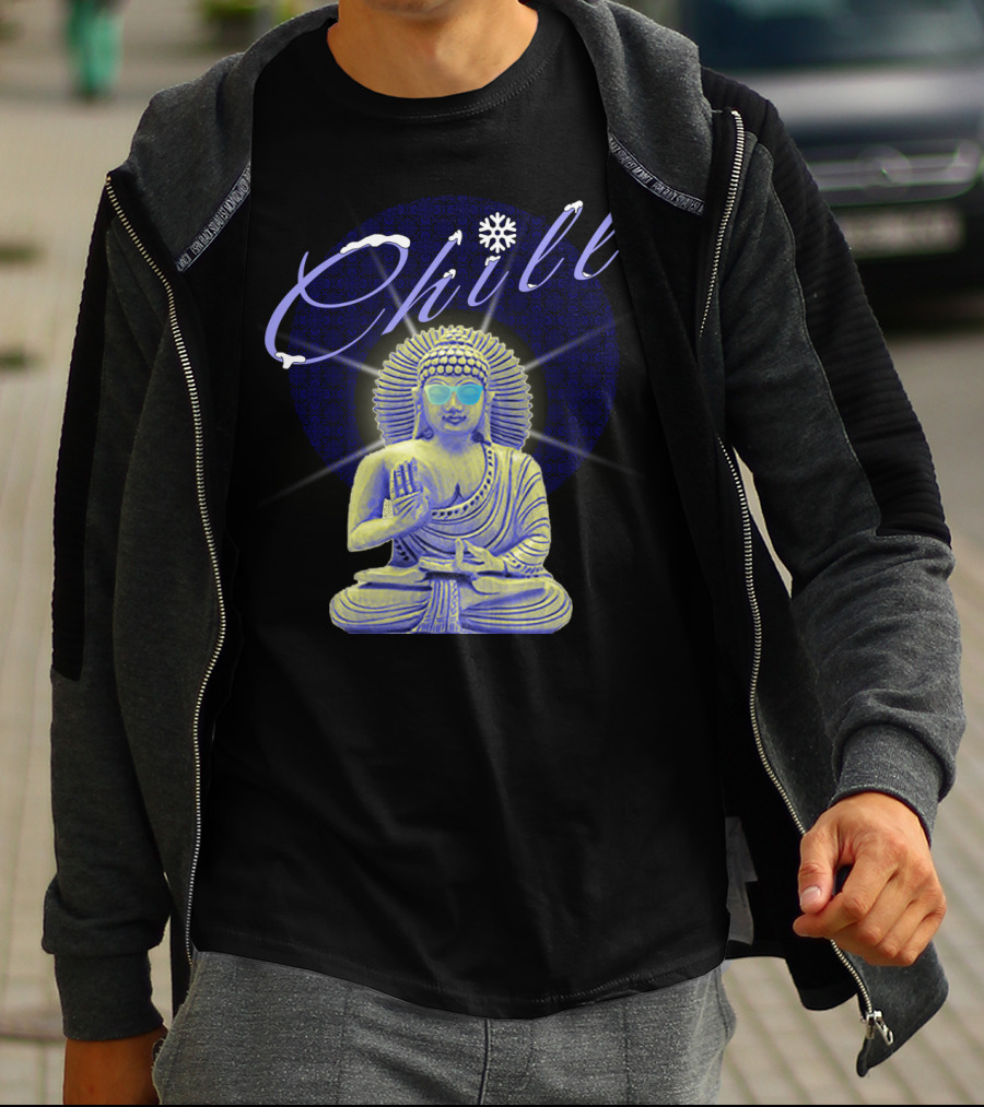 Chill Buddha With Sunglasses And Snowflake T-Shirt