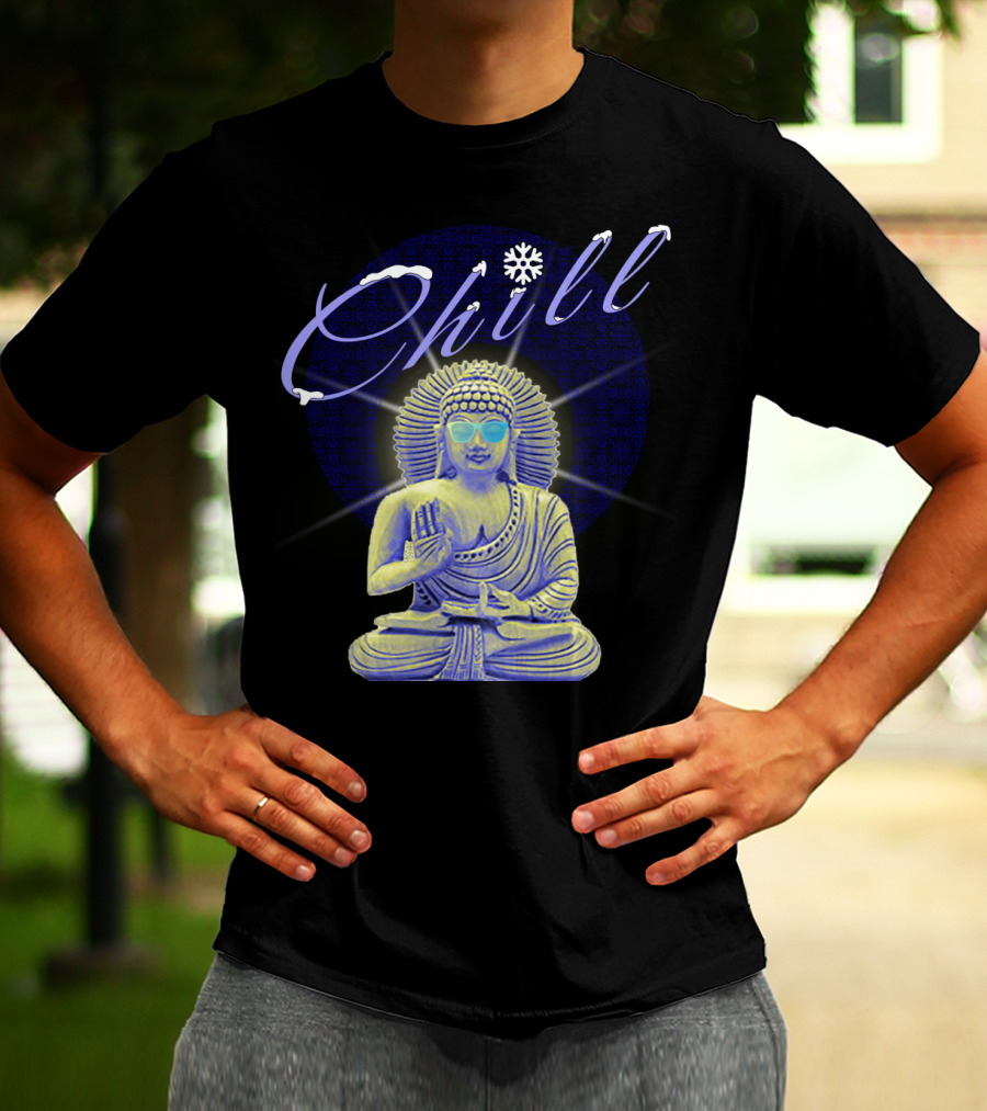 Chill Buddha With Sunglasses And Snowflake T-Shirt