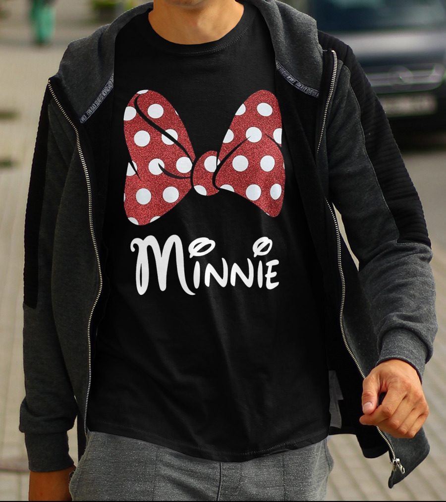 Disney Minnie Mouse Glitter Bow Red Polka Dot Minnie T-Shirt