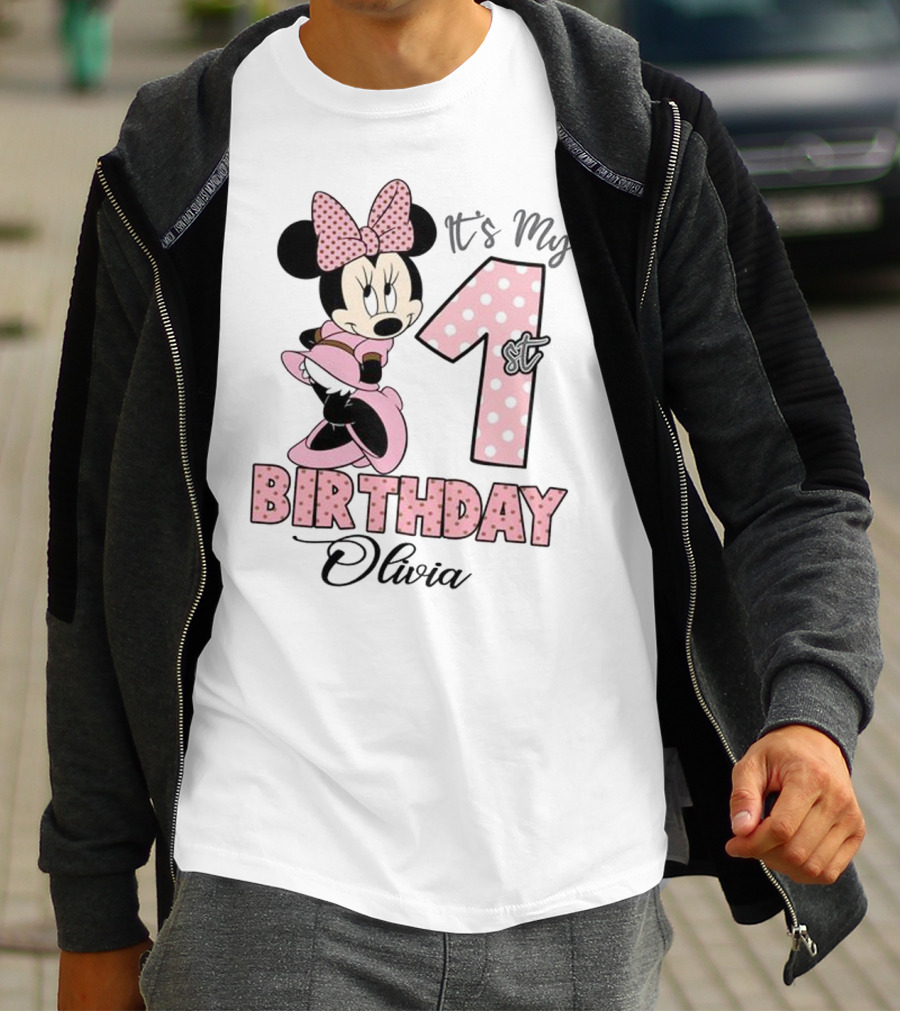 Minnie Mouse It's My 1st Birthday Olivia Party T-Shirt