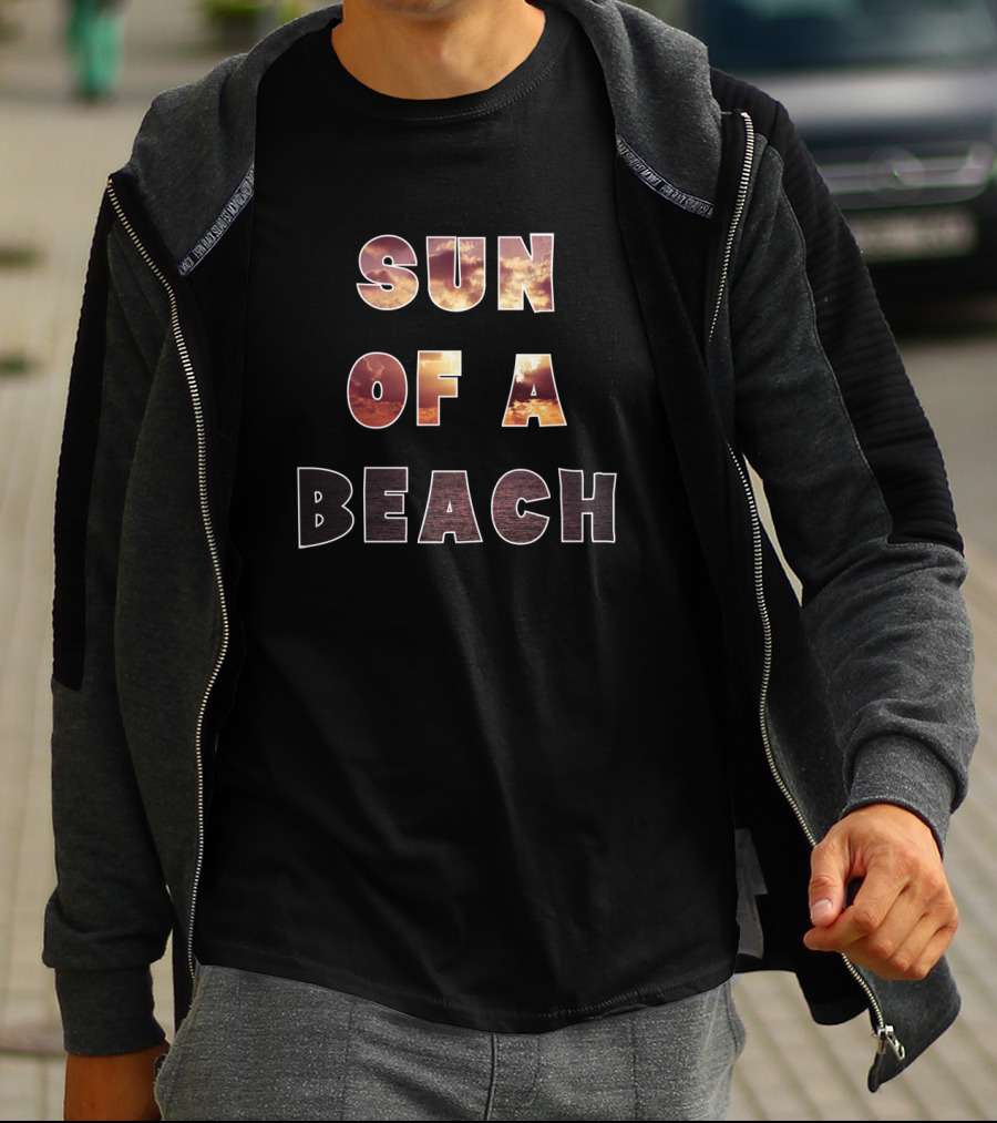Sun Of A Beach Sunset Ocean Sky Lettering T-Shirt