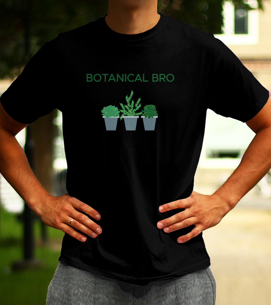 Botanical Bro Succulent Trio Greenery In Pots T-Shirt