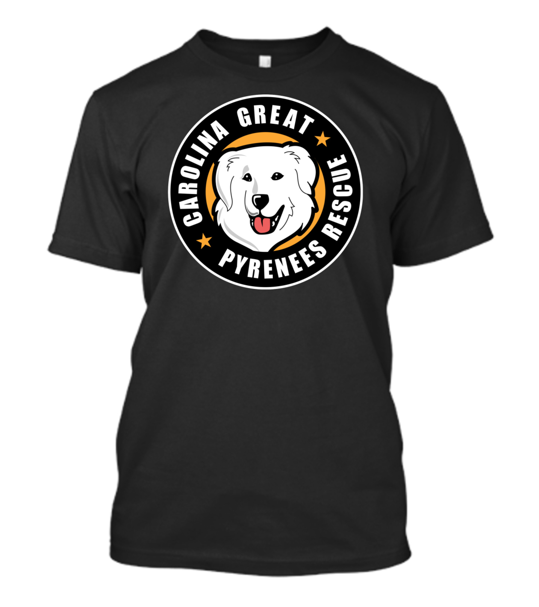 Carolina Great Pyrenees Rescue Circular Dog Emblem With Stars T-Shirt