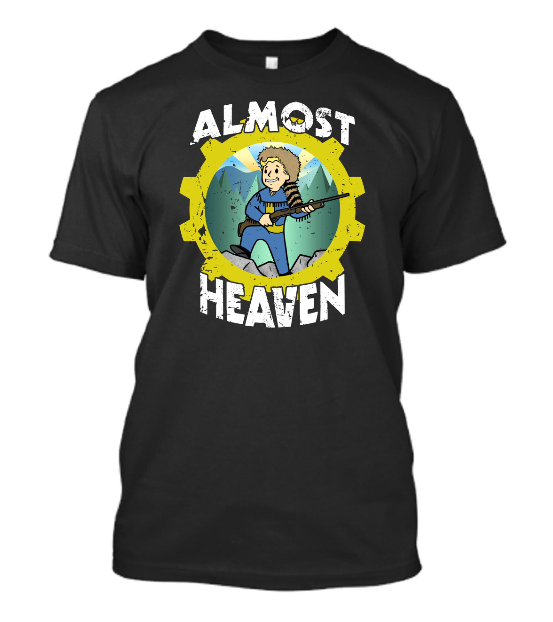 Almost Heaven Vault Boy Dressed As Davy Crockett In Fallout Gear T-Shirt