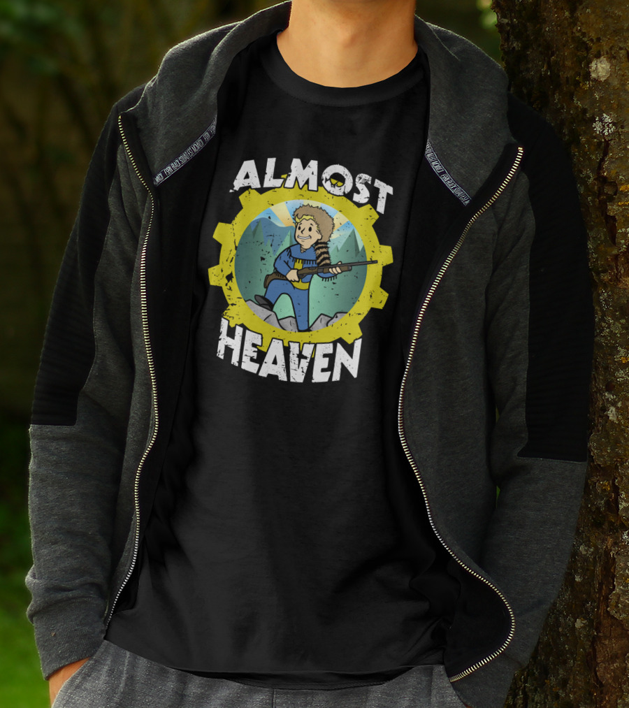 Almost Heaven Vault Boy Dressed As Davy Crockett In Fallout Gear T-Shirt