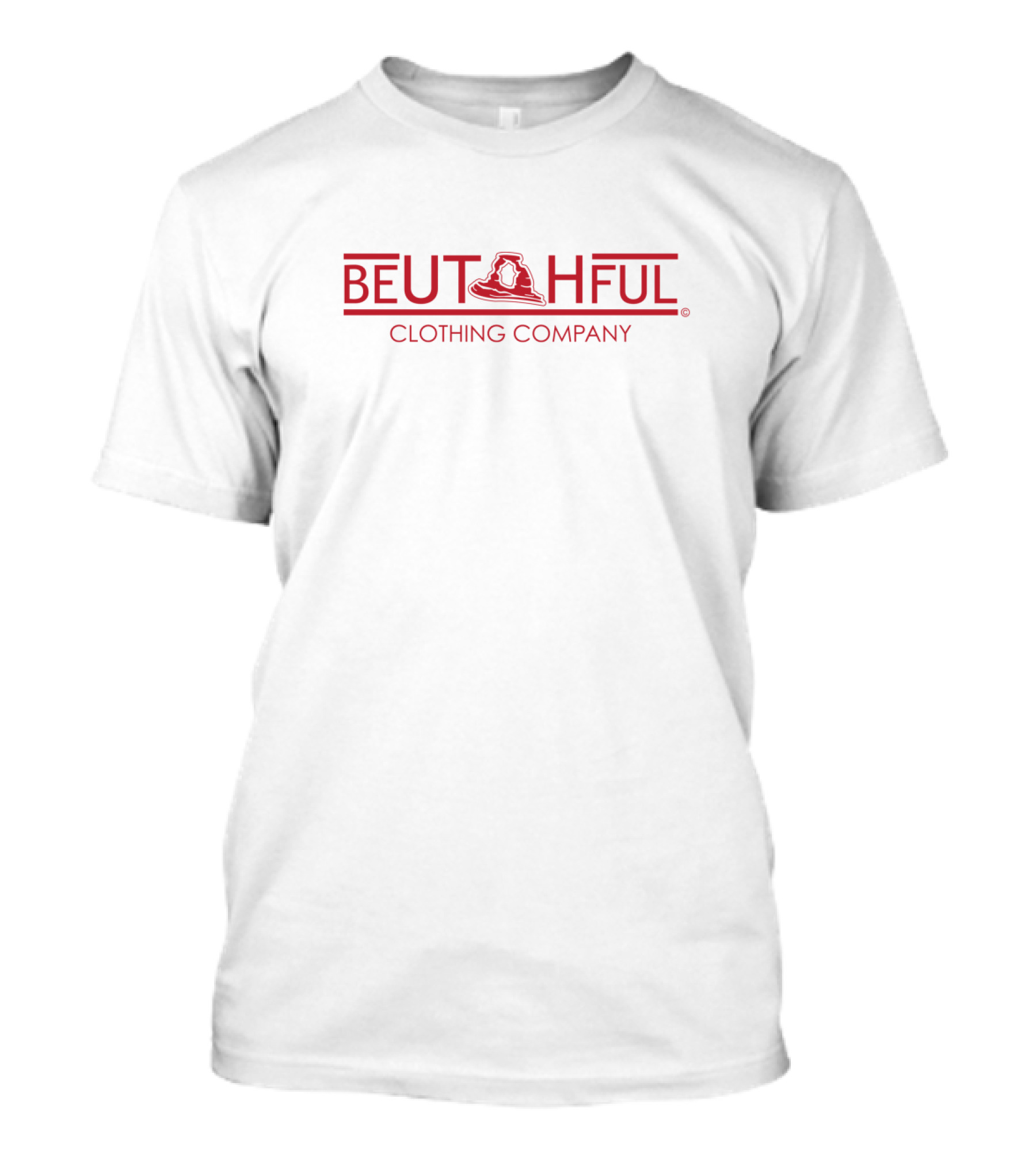 BeUtahFul Clothing Company Red Utah Icon Text T-Shirt