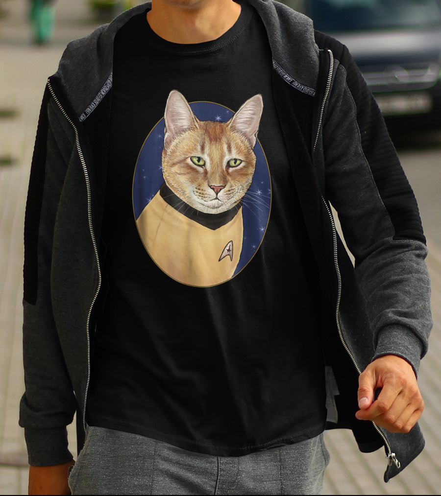 Cat Captain Kirk Starfleet Uniform Star Trek T-Shirt