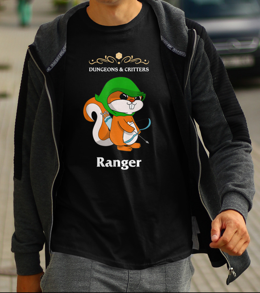 Dungeons And Critters Squirrel Ranger Bow And Arrows T-Shirt