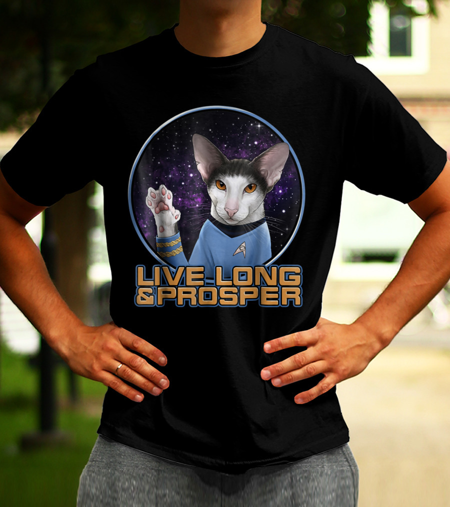 LIVE LONG And PROSPER Spock Cat In Space T-Shirt