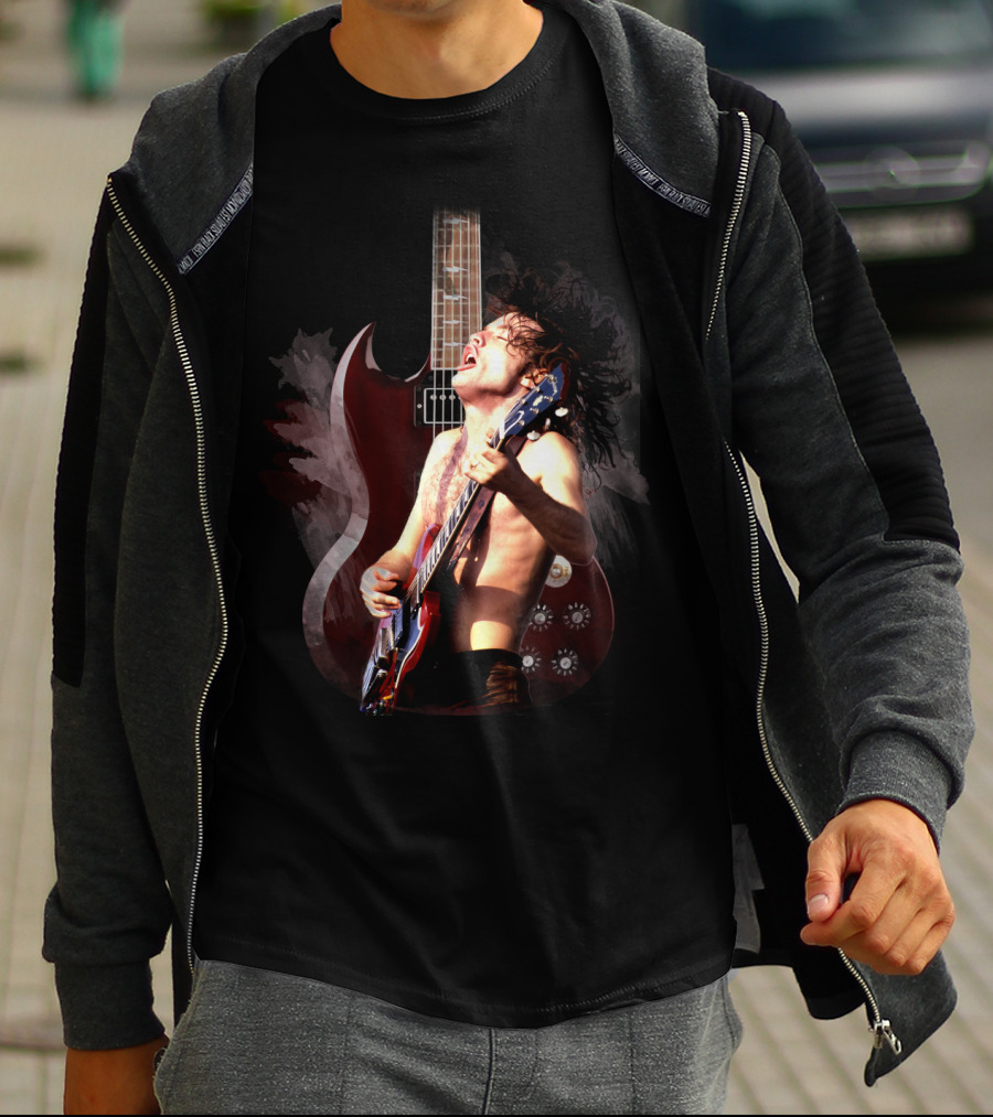 Rock Guitarist With Electric Guitar And Dynamic Performance T-Shirt