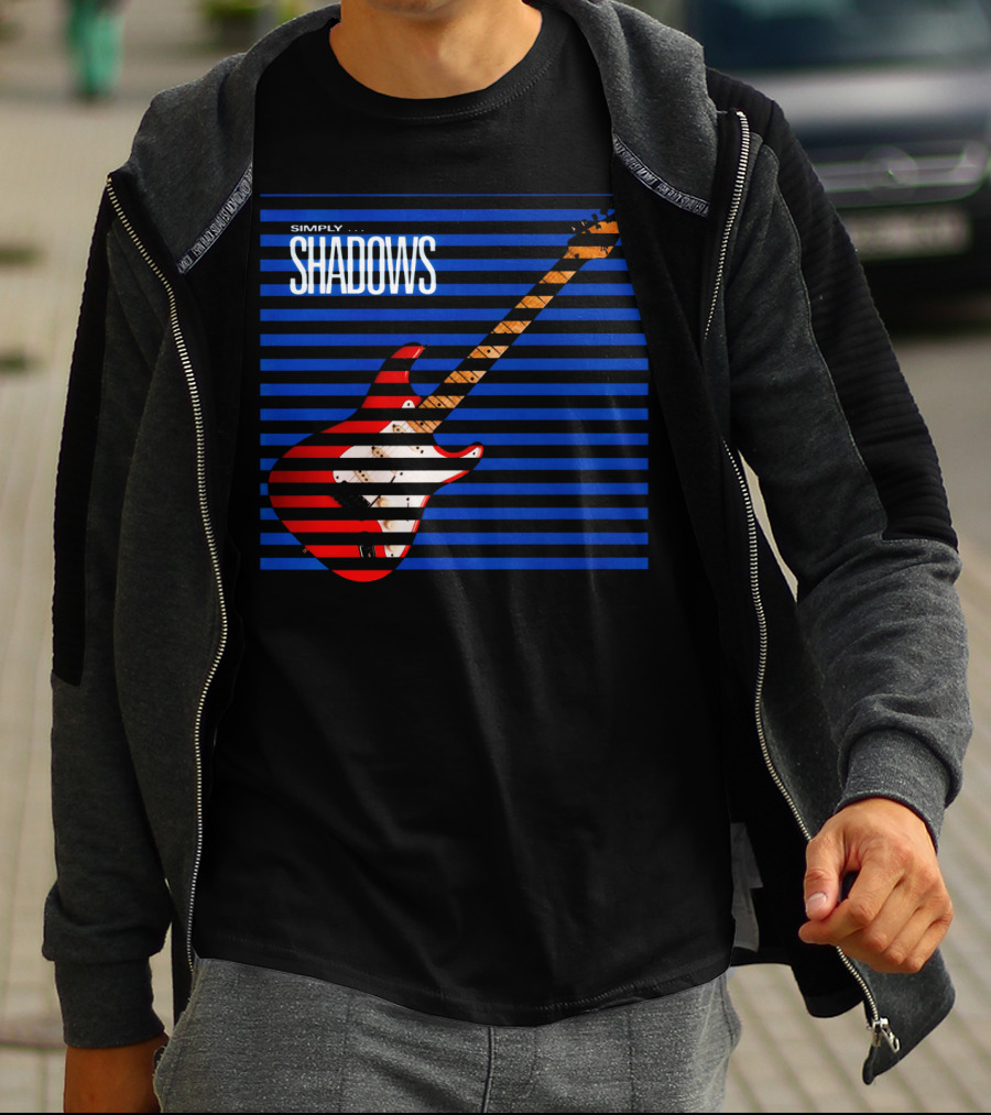 Simply Shadows Electric Guitar With Stripes T-Shirt