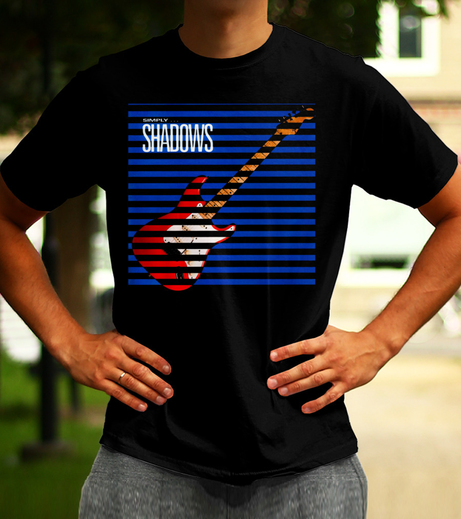 Simply Shadows Electric Guitar With Stripes T-Shirt