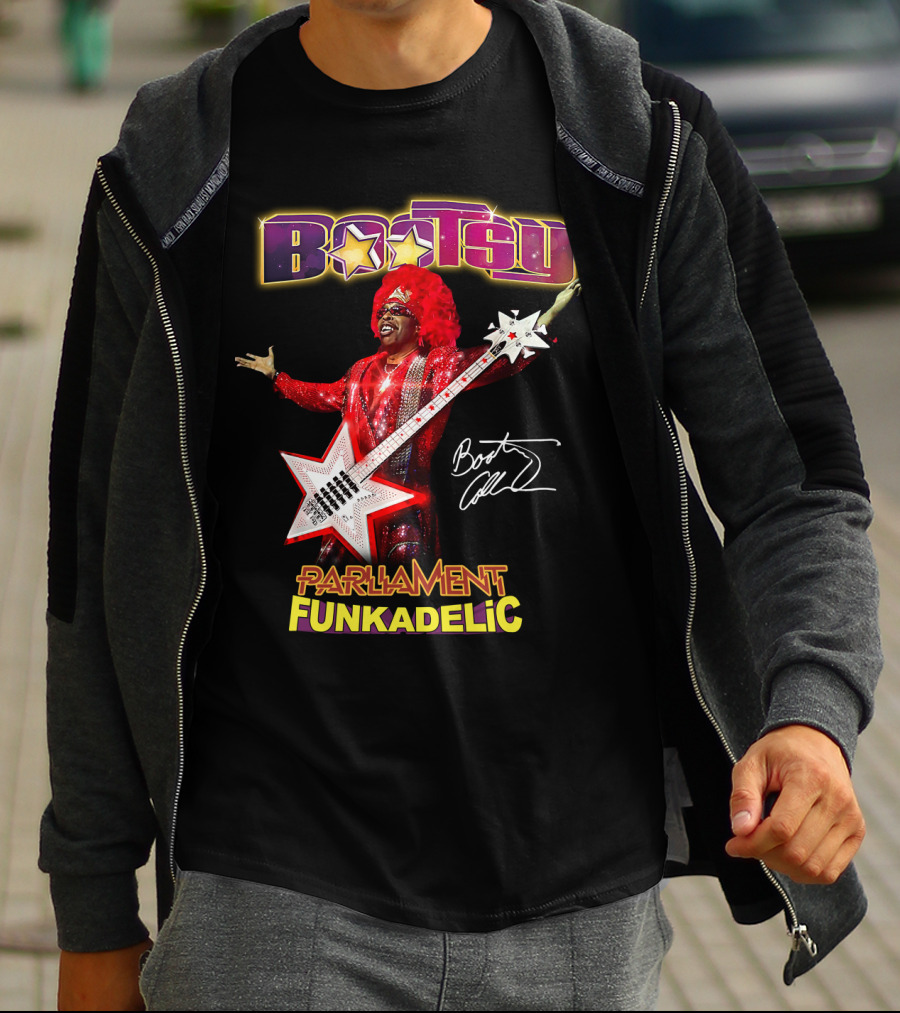 Bootsy Collins Parliament Funkadelic Star Bass Guitar Signature T-Shirt