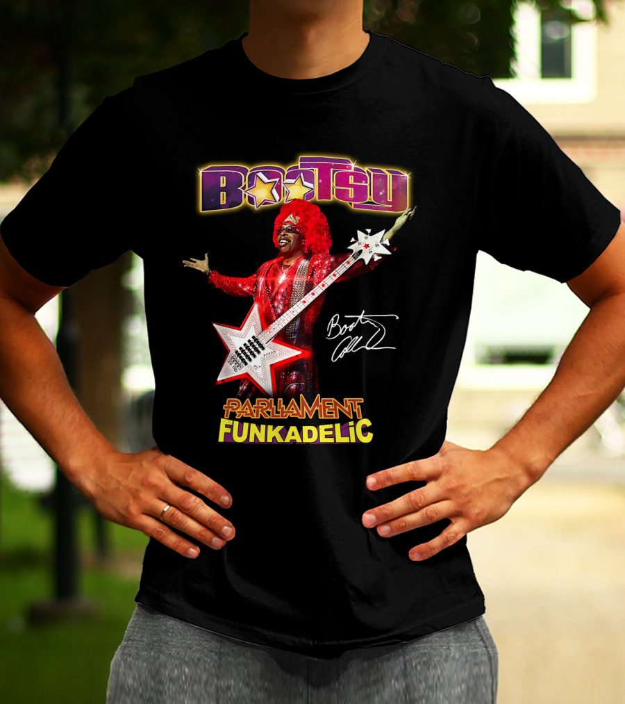 Bootsy Collins Parliament Funkadelic Star Bass Guitar Signature T-Shirt