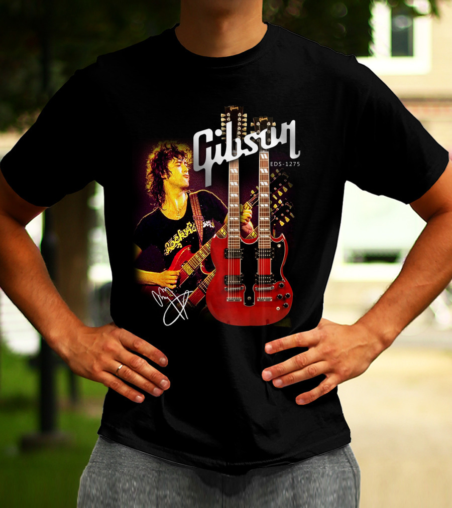 Gibson EDS-1275 Ajimmypage Signature Double Neck Guitar Music Scene T-Shirt