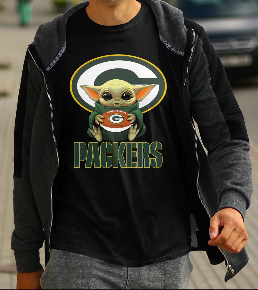 Packers GBP Fan Baby Yoda Football T-Shirt