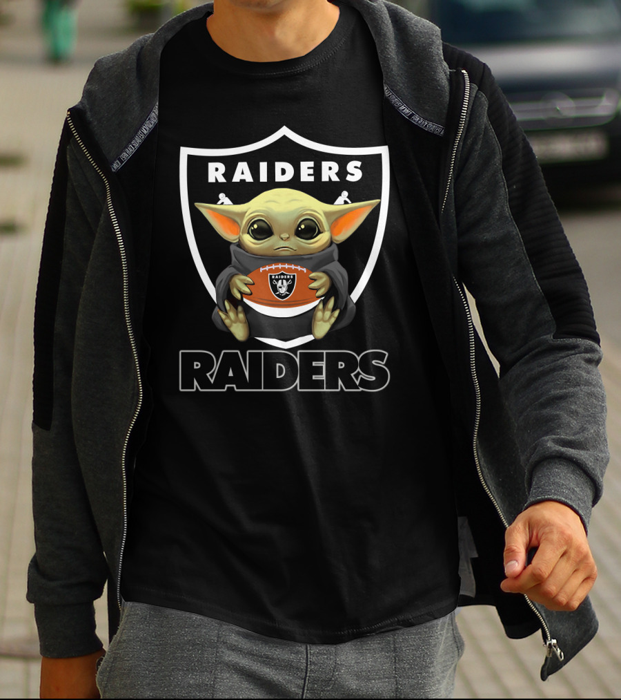 Raiders Yoda Holding Football Fan T-Shirt
