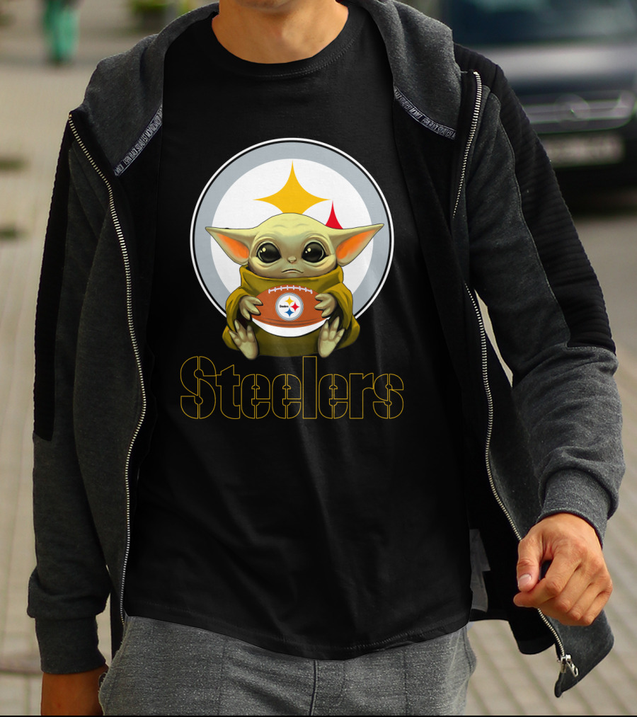 Steelers Baby Yoda Football Fan T-Shirt