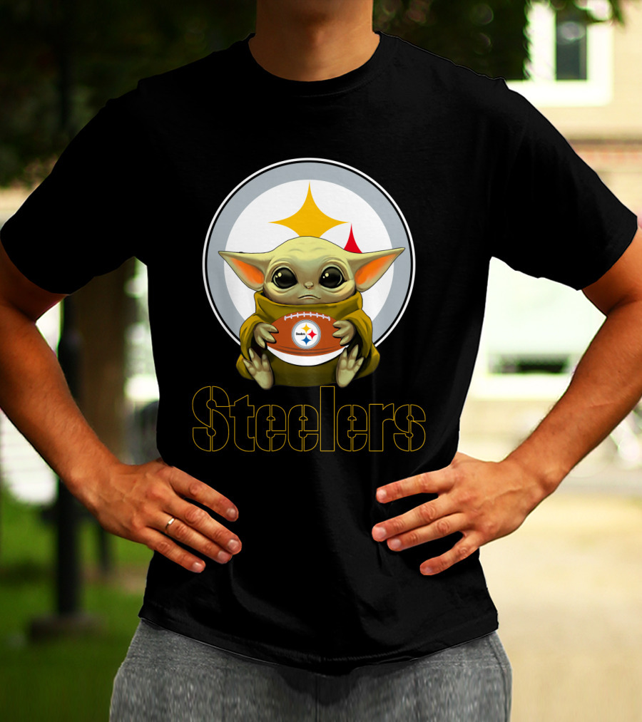 Steelers Baby Yoda Football Fan T-Shirt