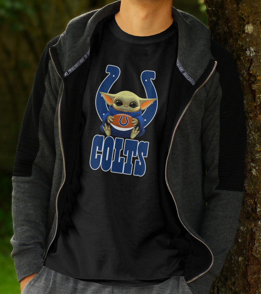 Colts Fan Baby Alien Holding Football T-Shirt