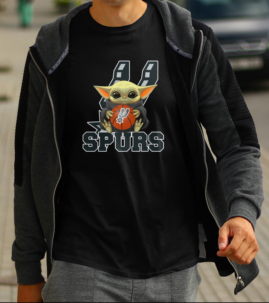 San Antonio Spurs Basketball Fan Art Featuring Baby Alien Character T-Shirt