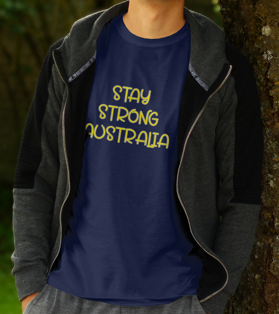Stay Strong Australia Yellow Text Navy Background T-Shirt
