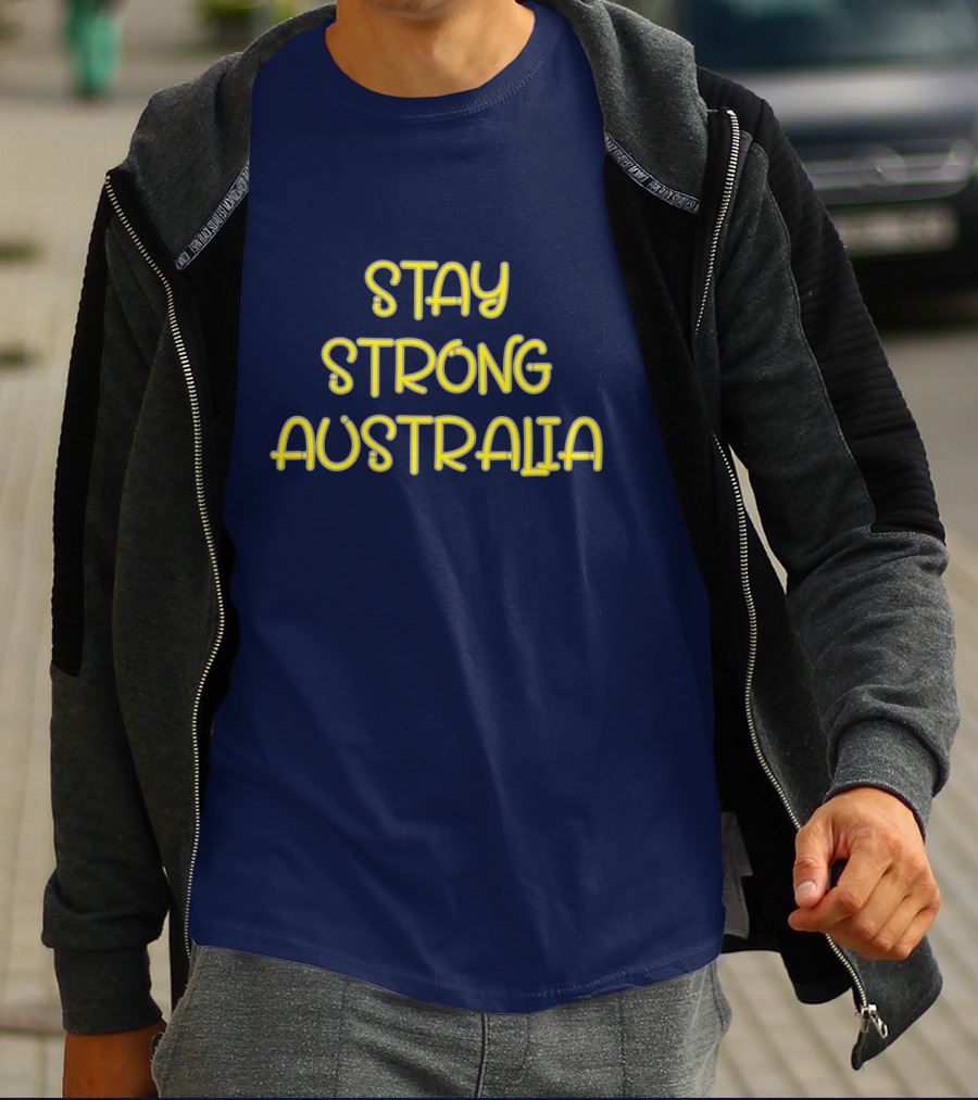 Stay Strong Australia Yellow Text Navy Background T-Shirt