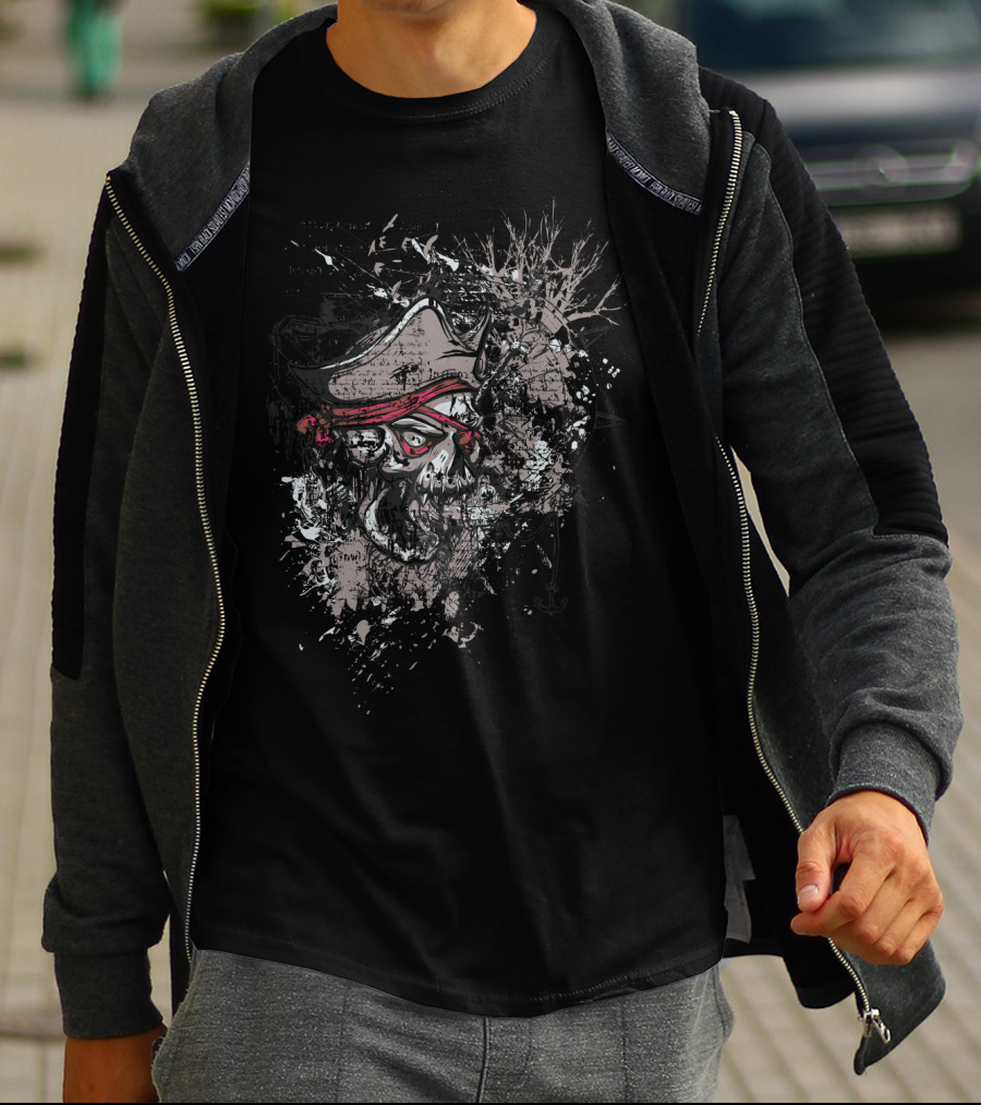 THE Zombie Pirate Skull Splatter T-Shirt