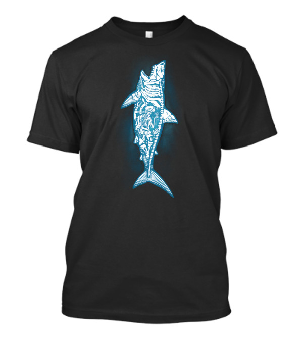 Pirate Skeleton Within Glowing Shark Hidden Treasure T-Shirt