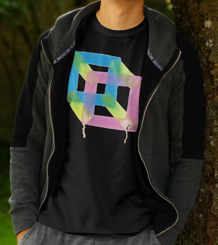 Mik And Co The Cubicle Optical Illusion Interlocking Geometric Shapes T-Shirt