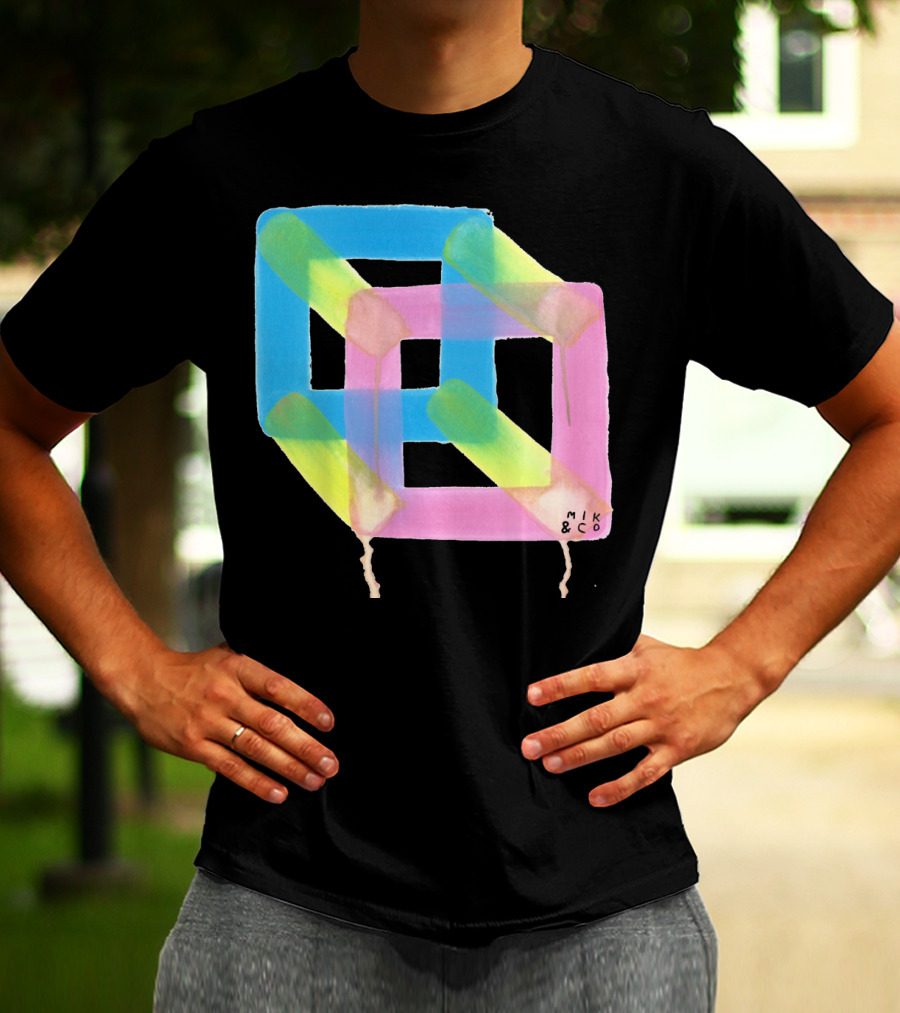 Mik And Co The Cubicle Optical Illusion Interlocking Geometric Shapes T-Shirt