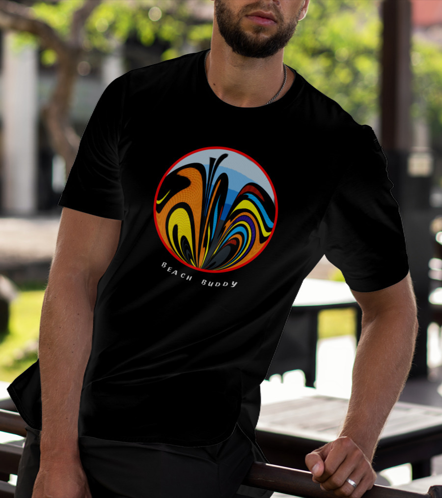 Beach Buddy Vibrant Wave Pattern In Circular T-Shirt