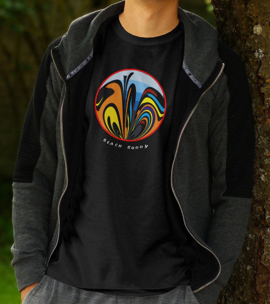 Beach Buddy Vibrant Wave Pattern In Circular T-Shirt