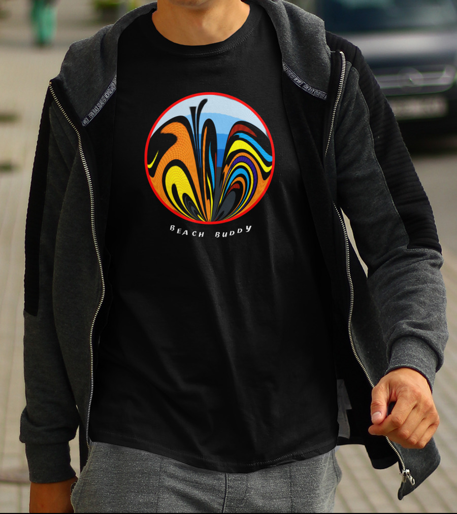 Beach Buddy Vibrant Wave Pattern In Circular T-Shirt