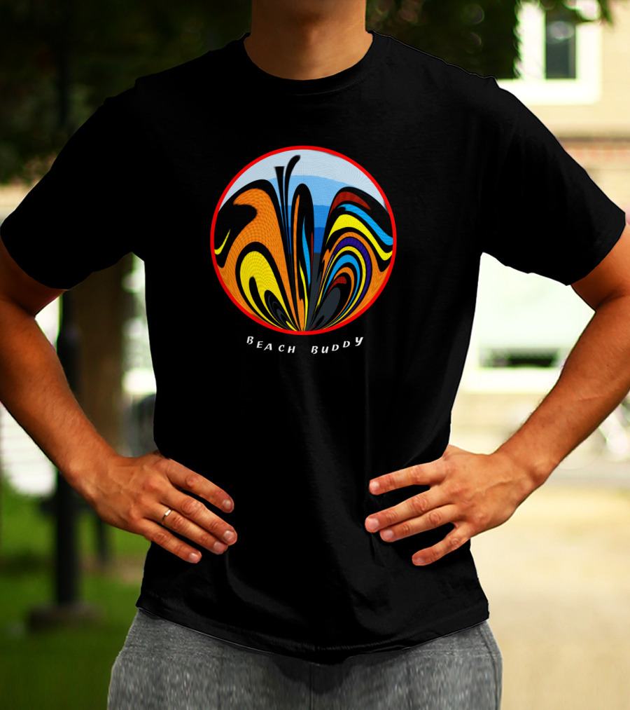 Beach Buddy Vibrant Wave Pattern In Circular T-Shirt