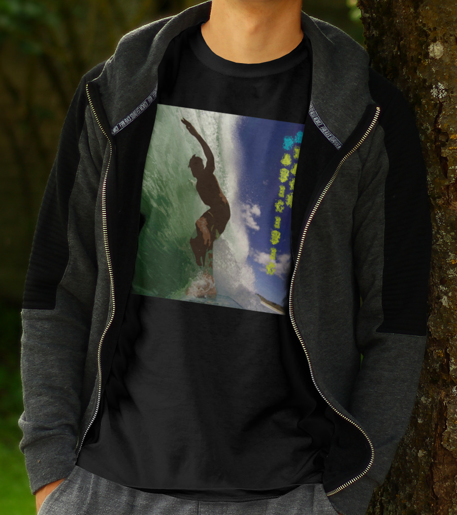 Pacific Beach Surfing Adventure Silhouette Waves T-Shirt