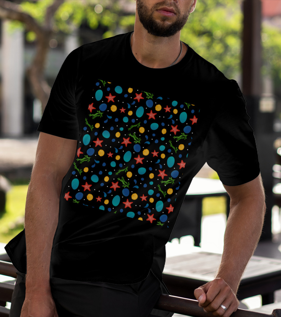 Colorful Starfish Seashell And Bubble T-Shirt