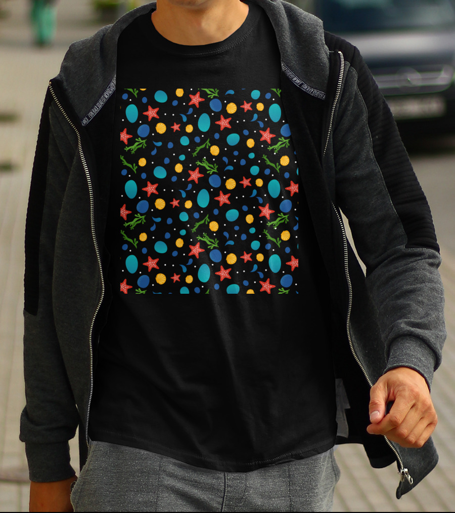 Colorful Starfish Seashell And Bubble T-Shirt