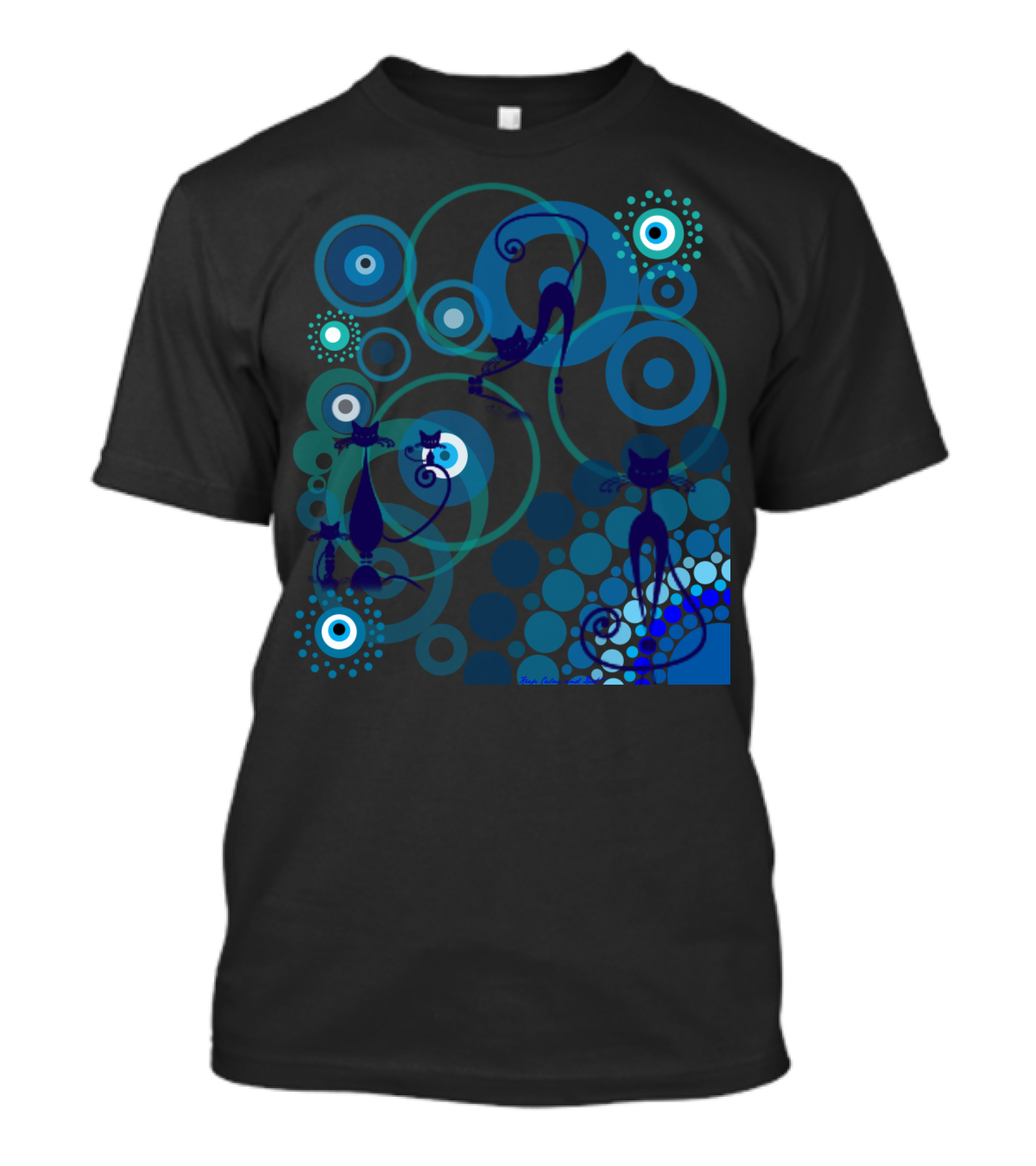 Greek Cats Blue Circles T-Shirt