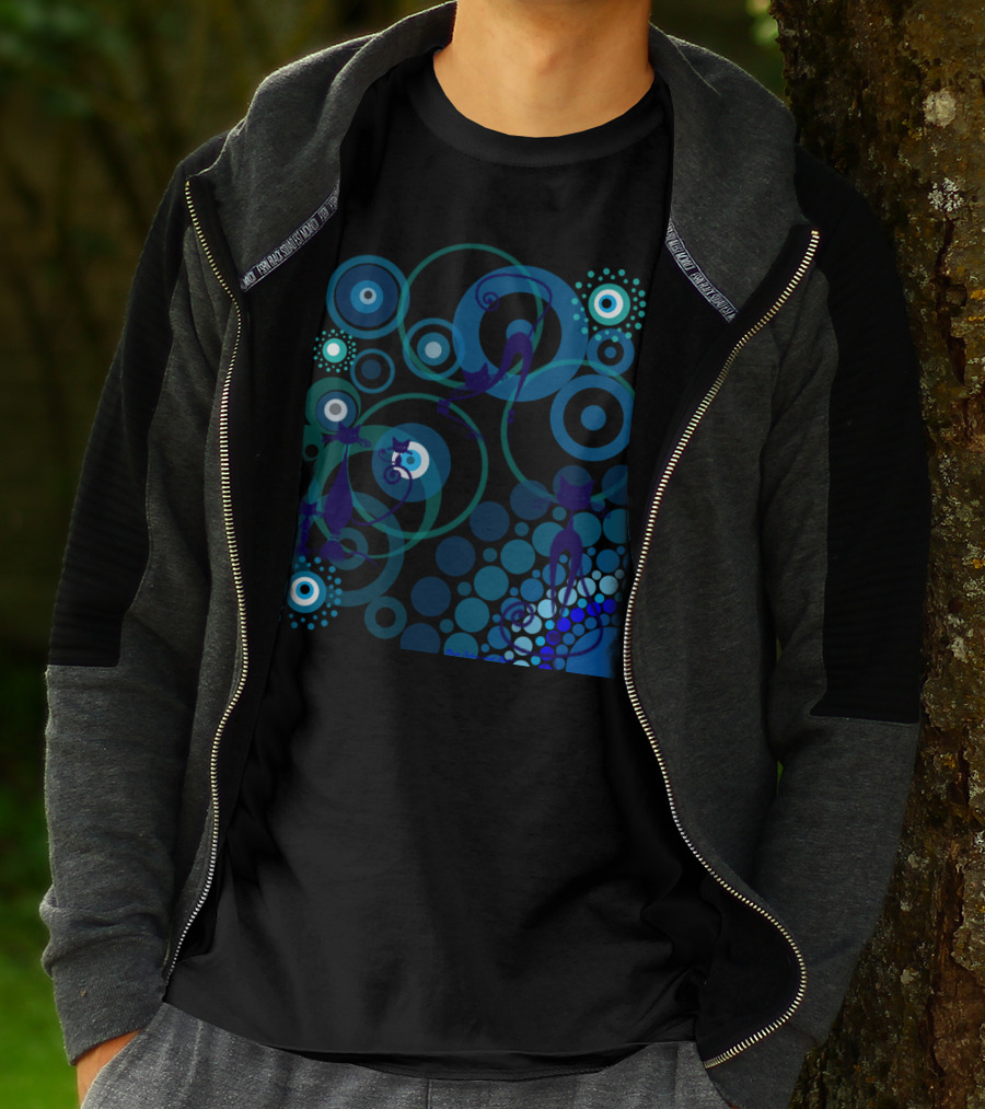 Greek Cats Blue Circles T-Shirt